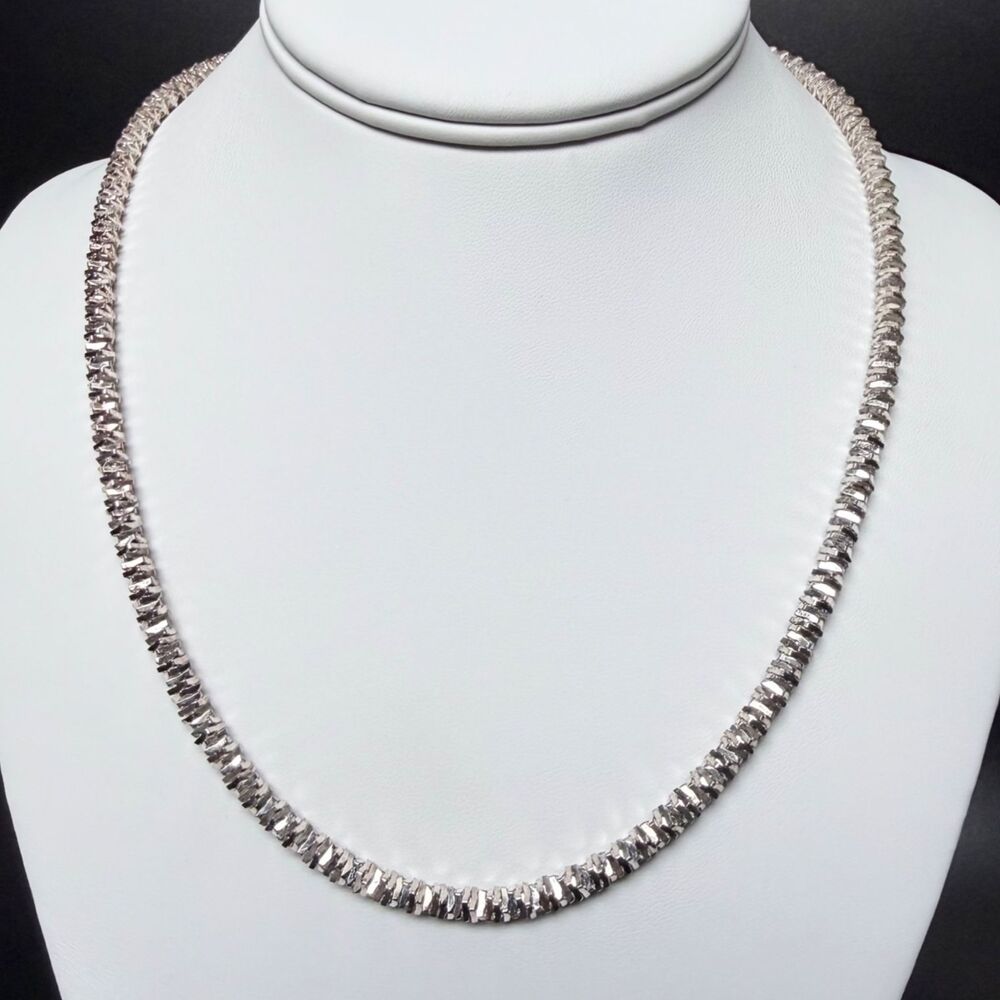 Vintage MILOR 20” Sterling Silver Diamond Cut Sparkle Chain Necklace 5mm 32g
